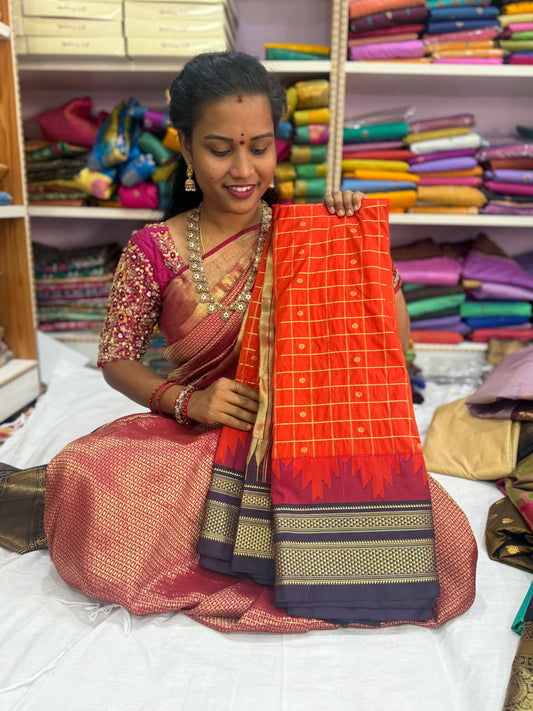 Paithani sarees with zari  checks