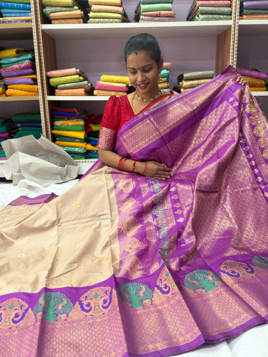 Premium gadwal sarees with minnakari butta