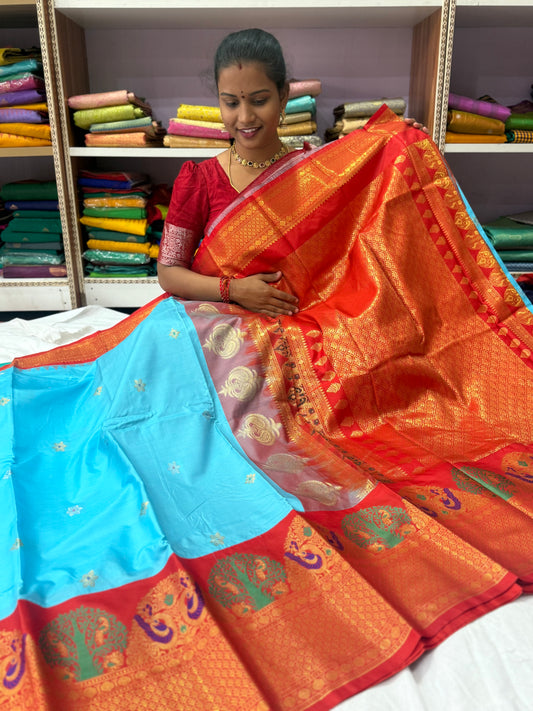Premium gadwal sarees with minnakari butta