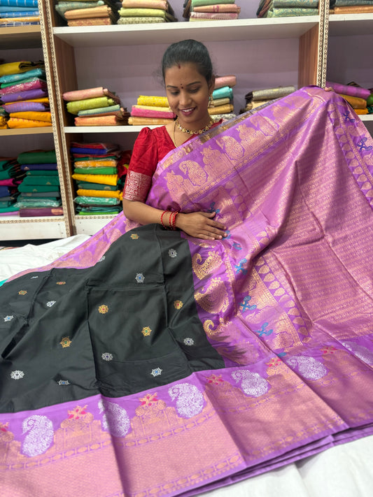 Premium gadwal sarees with minnakari butta