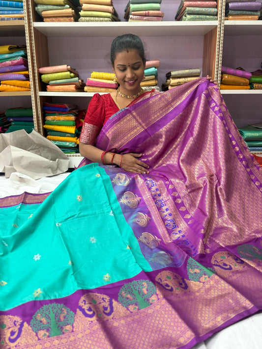 Premium gadwal sarees with minnakari butta